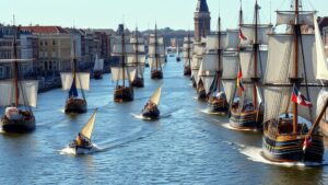 Optocht van historische schepen op Sail
