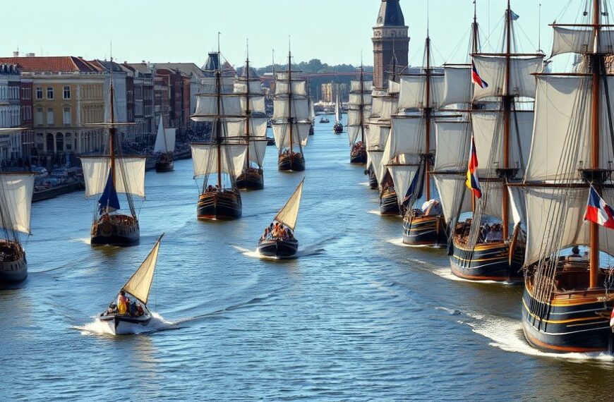 Optocht van historische schepen op Sail