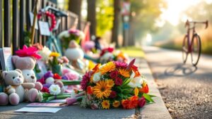 Bloemen ter nagedachtenis aan Lisa in Duivendrecht