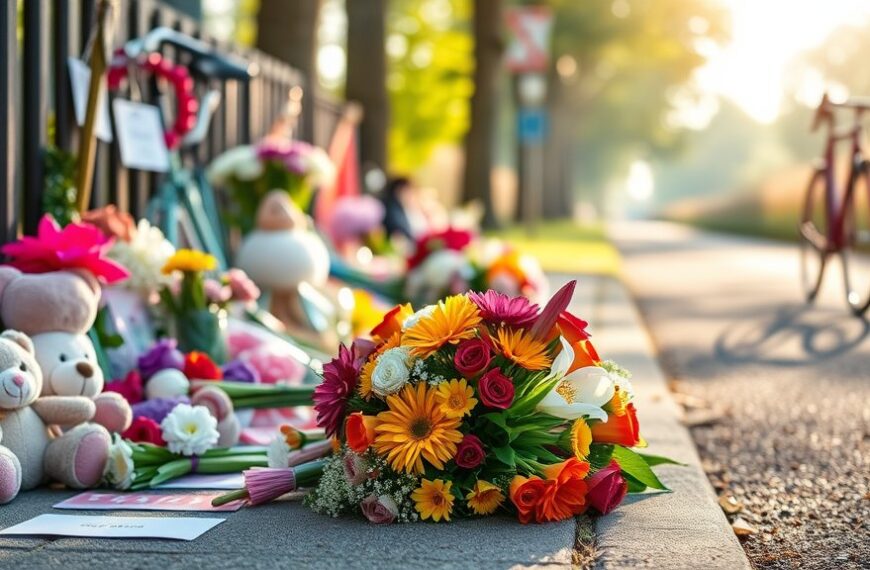 Bloemen ter nagedachtenis aan Lisa in Duivendrecht