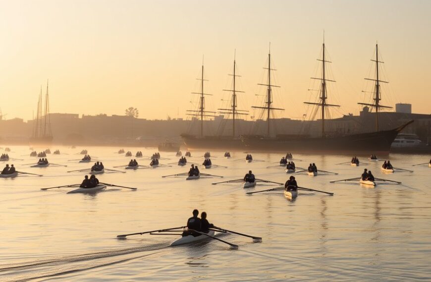 Roeiers brengen hulde aan tallships in Amsterdam