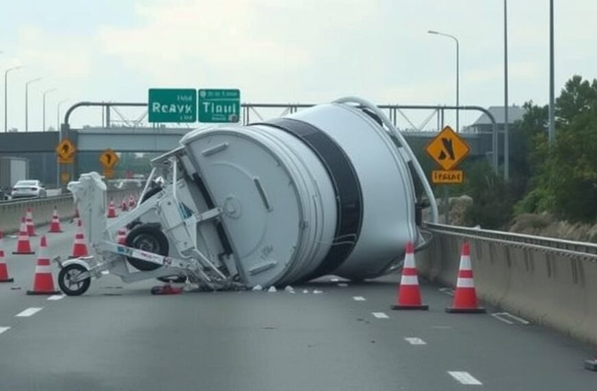 Boottrailer veroorzaakt chaos op A10 bij Zeeburg