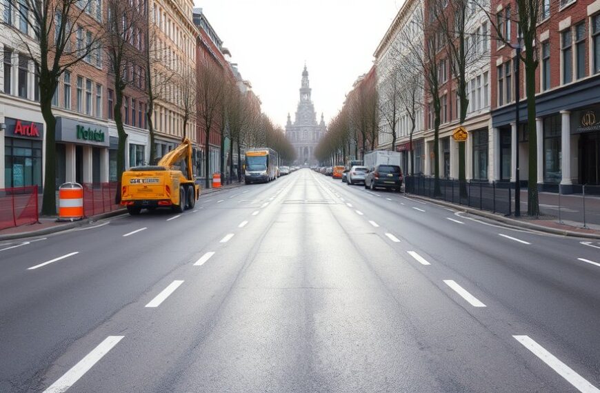 Vernieuwing wegdek Van Baerlestraat in Amsterdam