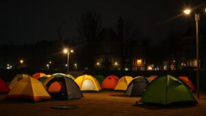 Daklozen in Amsterdam zetten eigen tentenkampen op