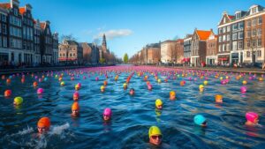 Duizenden zwemmen tegen ALS in Amsterdam