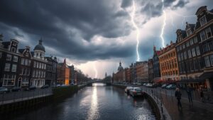 Onweersbui laat Amsterdam schitteren