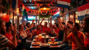 Oranjefans juichen in Bijlmer na overwinning