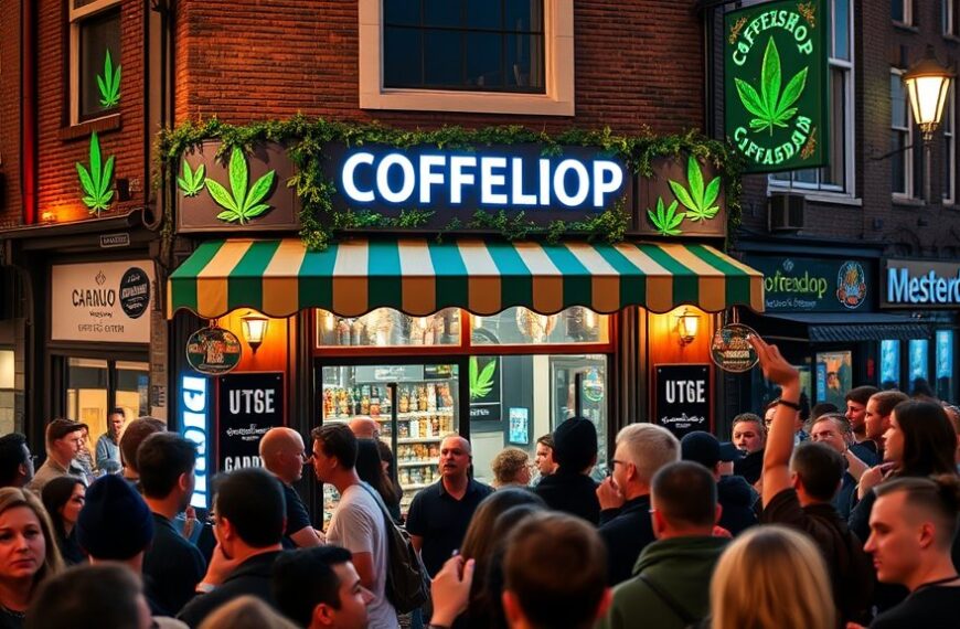 Drukte bij opening coffeeshop Mike Tyson in Amsterdam