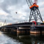 Groot brugdeel arriveert in Amsterdam