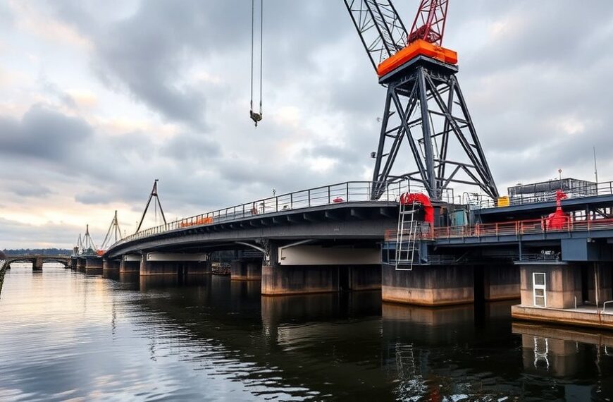 Groot brugdeel arriveert in Amsterdam