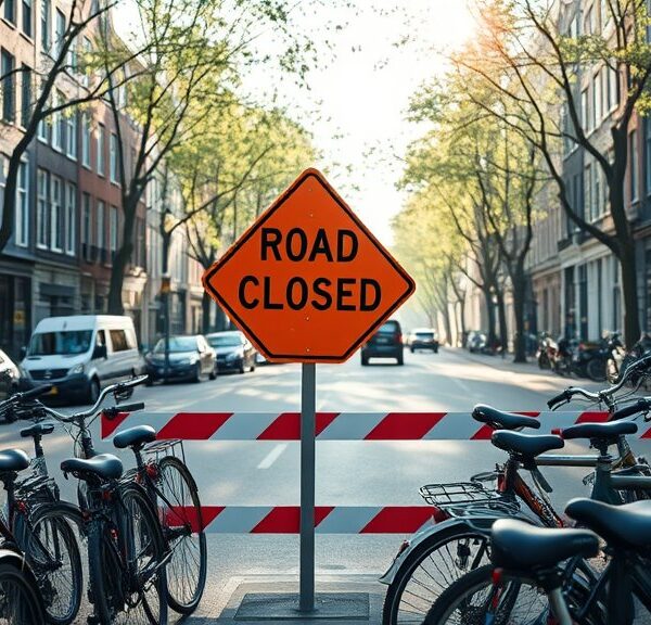 Fietsers negeren verkeersbord tijdens werkzaamheden