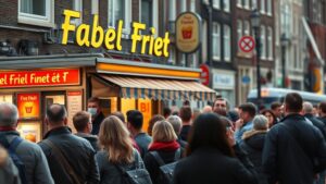 Wachtrij voor Fabel Friet drukt huizenprijzen in Amsterdam