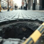 Sinkhole in de Runstraat: gevaar voor voetgangers