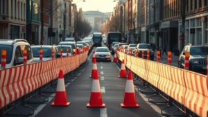 Files op Weesperstraat door werkzaamheden