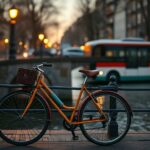 De liefde voor fiets en bus in Amsterdam