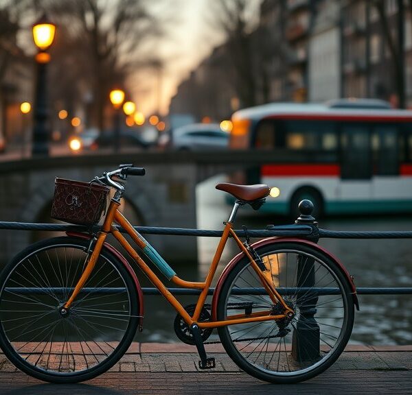 De liefde voor fiets en bus in Amsterdam