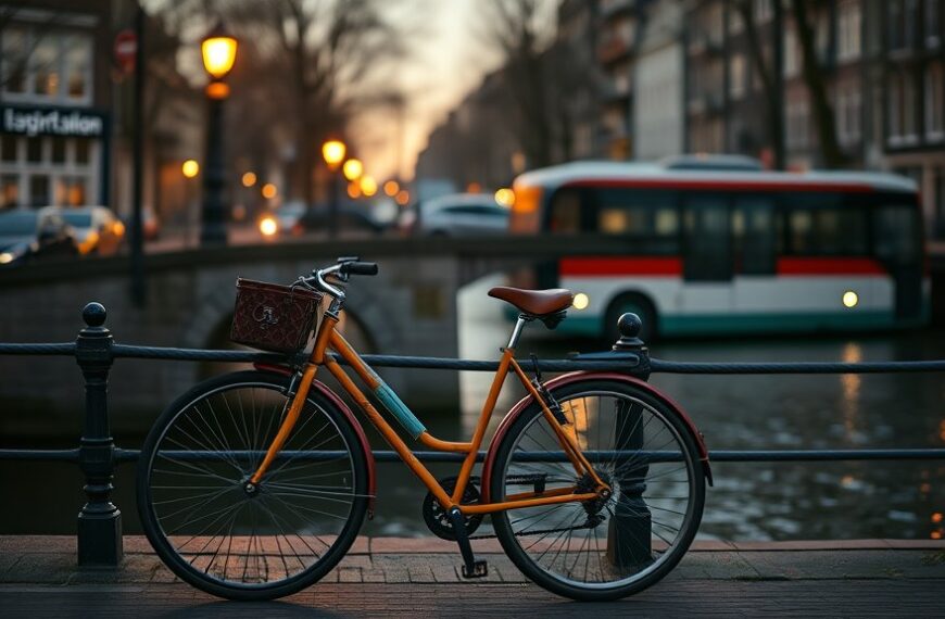 De liefde voor fiets en bus in Amsterdam