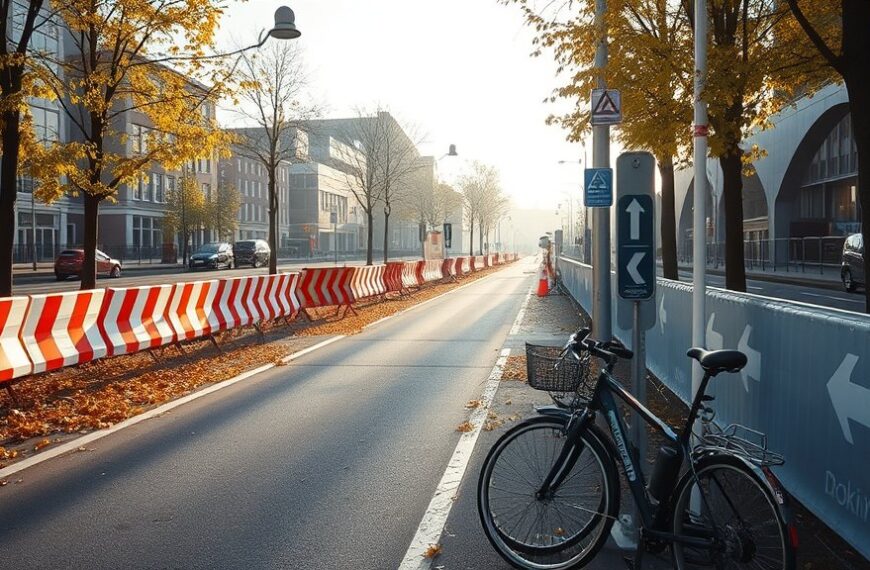 Fietsers moeten omrijden bij Rokin in Amsterdam