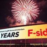 Vuurwerk en spandoek voor 50 jaar F-side